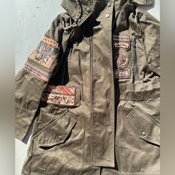 Women's Patch Embroidered Jacket Green Military NO SIZE Tapestry Mystic Spanish - Picture 5 of 14